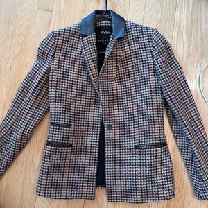 Maje blazer plaid with leather accents